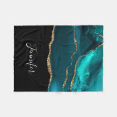 Couverture Polaire Moderne et élégant Turquoise Agate & Gold Ribbon s (Devant (Horizontal))