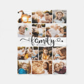 Couverture Polaire Moderne Family Script Hearts Photo Collage Chic (Devant)