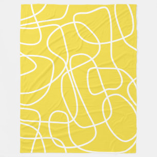 Couverture Polaire Moderne Gras Jaune Blanc Ligne Art Contemporain