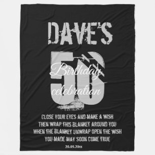 Couverture Polaire Moderne Gras Noir 50ème Tout Souhaits Anniversaire