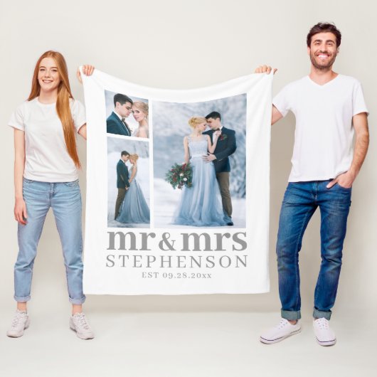 Couverture Polaire Moderne M. ET MRS 3 Mariage photo Keepsaké Fleece (En situation)