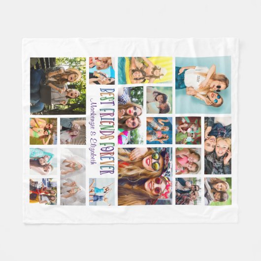 Couverture Polaire Moderne MEILLEURS AMIS POUR TOUJOURS Collage photo (Devant (Horizontal))