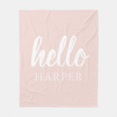 Couverture Polaire Moderne Minimal Pastel Rose Bonjour Et Vous Nom (Devant)