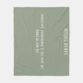 Couverture Polaire Moderne Monogramme de Nom de Retraite de Vert Saug (Devant)