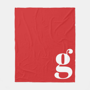 Couverture Polaire Moderne Monogramme Gras Initiale Minimaliste Rouge