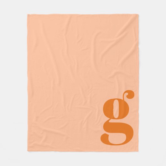 Couverture Polaire Moderne Monogramme Gras Initiale Pêche Orange Mini (Devant)