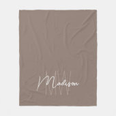 Couverture Polaire Moderne Monogramme Nom Écriture Taupe (Devant)