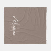 Couverture Polaire Moderne Monogramme Nom Écriture Taupe (Devant (Horizontal))