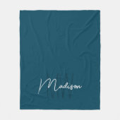 Couverture Polaire Moderne Monogramme Nom Script Bleu (Devant)