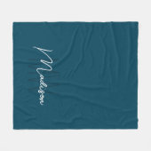 Couverture Polaire Moderne Monogramme Nom Script Bleu (Devant (Horizontal))
