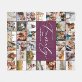 Couverture Polaire Moderne multi photo violet script famille élégant (Devant (Horizontal))