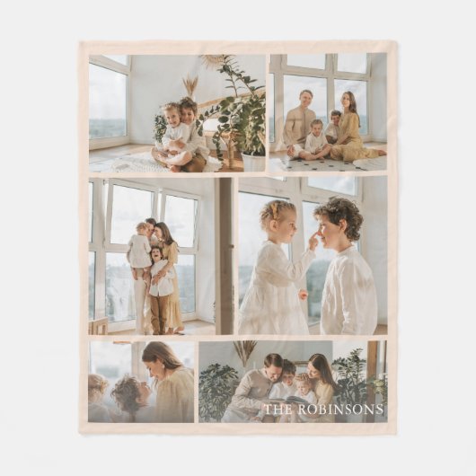 Couverture Polaire Moderne Neutral 6 Photo Famille Collage (Devant)