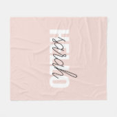 Couverture Polaire Moderne Pastel Rose Bonjour Et Vous Nom (Devant (Horizontal))