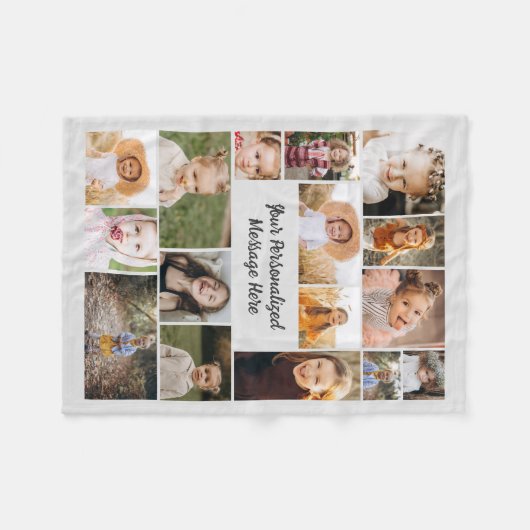 Couverture Polaire Moderne personnalisé 16 photo Collage gris (Devant (Horizontal))