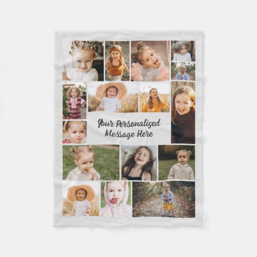 Couverture Polaire Moderne personnalisé 16 photo Collage gris (Devant)