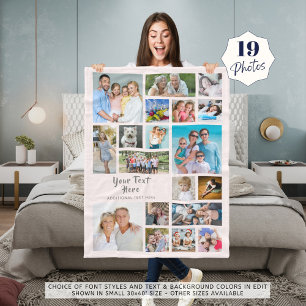 Couverture Polaire Moderne Personnalisé 19 Photo Collage rose Grey