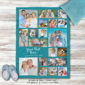 Couverture Polaire Moderne Personnalisé 19 Photo Collage Turquoise