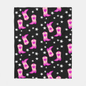 Couverture Polaire Moderne Pink Cowgirl Western Boots Étoiles Noir (Devant)