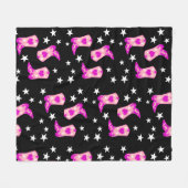 Couverture Polaire Moderne Pink Cowgirl Western Boots Étoiles Noir (Devant (Horizontal))