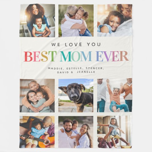 Couverture Polaire Moderne Rainbow Best Mom Ever Photo Collage Famill (Devant)