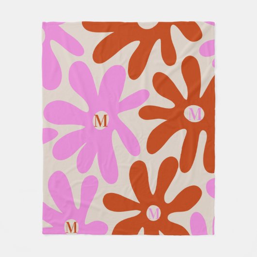 Couverture Polaire Moderne Rose Oro Monogramme Fleur Conception perso (Devant)