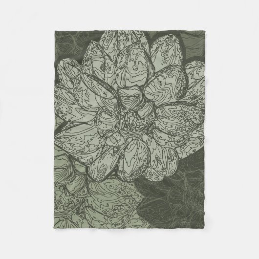 Couverture Polaire Moderne Sage Vert Floral Dahlia Motif (Devant)