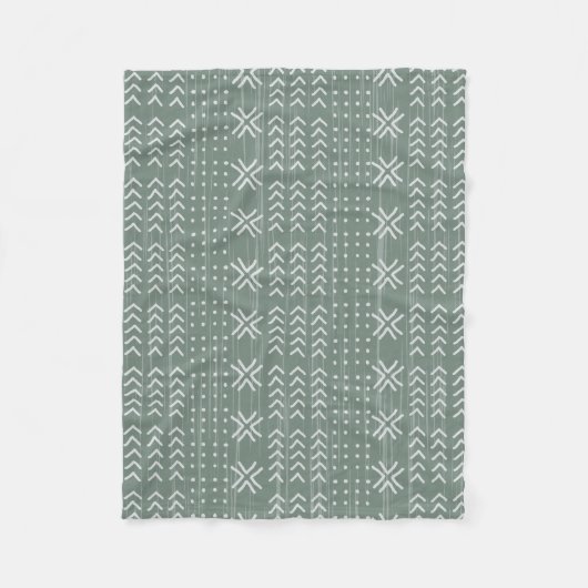 Couverture Polaire Moderne Sage Vert Tissu de boue Motif africain (Devant)