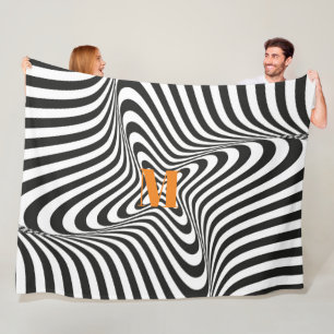 Couverture Polaire Moderne Zebra Design Rétro Wave Monogramme