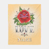Couverture Polaire Modifier le nom Ajouter du texte Rose rouge Tattoo (Devant)