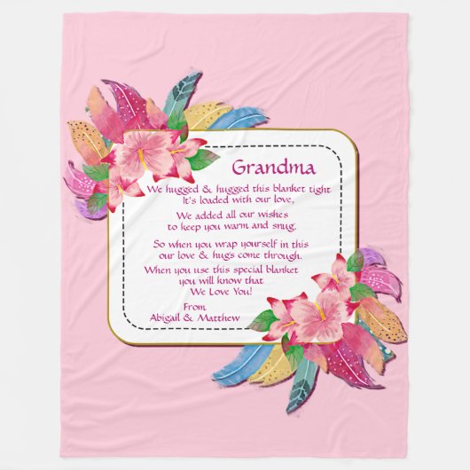 Couverture Polaire Modifier le texte Ajouter le nom Boho Flower Feath (Devant)