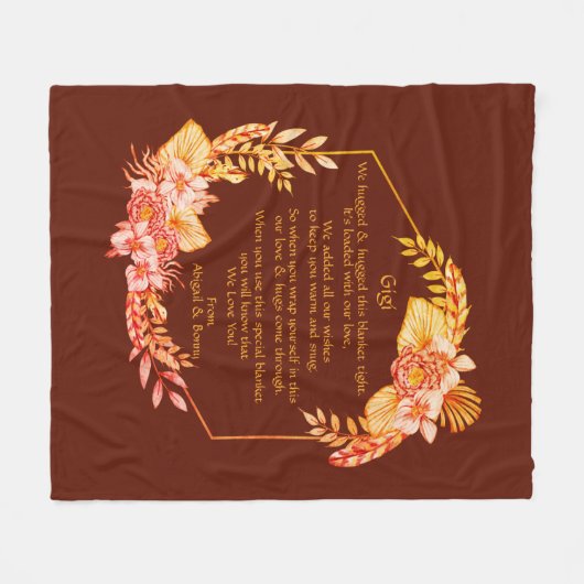 Couverture Polaire Modifier le texte Ajouter le nom Boho Flower Frame (Devant (Horizontal))