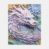 Couverture Polaire Modifier le texte, Soft Pastels 3D Effect Dragon 5 (Devant)