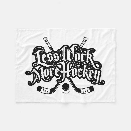 Couverture Polaire Moins de travail Plus de hockey (Devant (Horizontal))