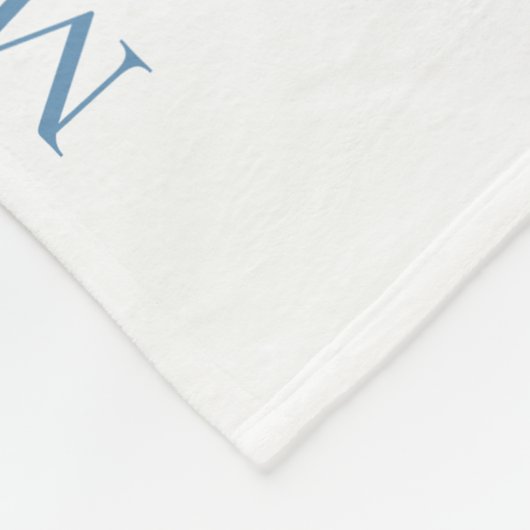 Couverture Polaire Mois bébé bleu Floral Monogramme (Coin)