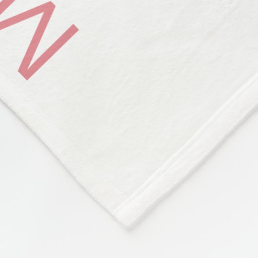Couverture Polaire Mois Bébé rose pâle Floral Monogramme (Coin)
