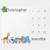 Couverture Polaire mois clés personnalisés de Safari Baby (Devant (Horizontal))