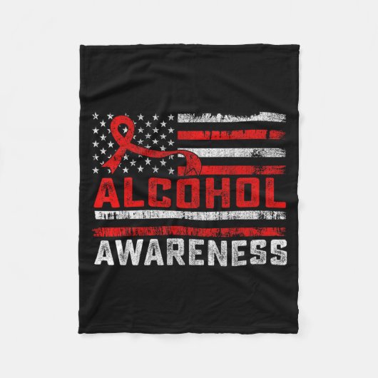 Couverture Polaire Mois de la sensibilisation à l'alcool Drapeau amér (Devant)