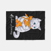 Couverture Polaire Mois de sensibilisation Chat au ruban orange (Devant (Horizontal))