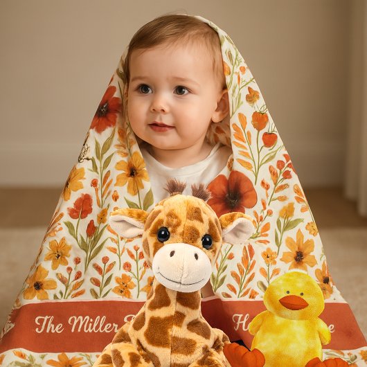 Couverture Polaire moisson florale confortable maison & nom de famill