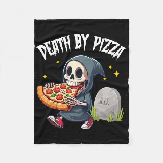 Couverture Polaire Moissonneur sinistre effrayant mangeant une pizza (Devant)