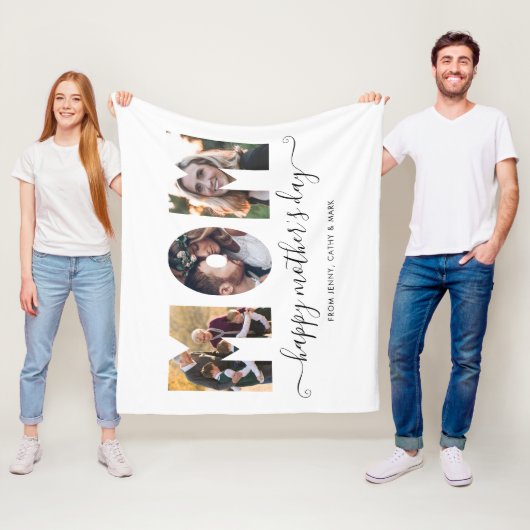 Couverture Polaire MOM 3 Photo Collage Happy Mother's Day (En situation)