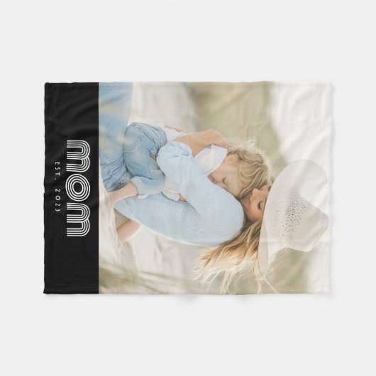Couverture Polaire Mom Established Black Modern Retro Script Photo (Devant (Horizontal))