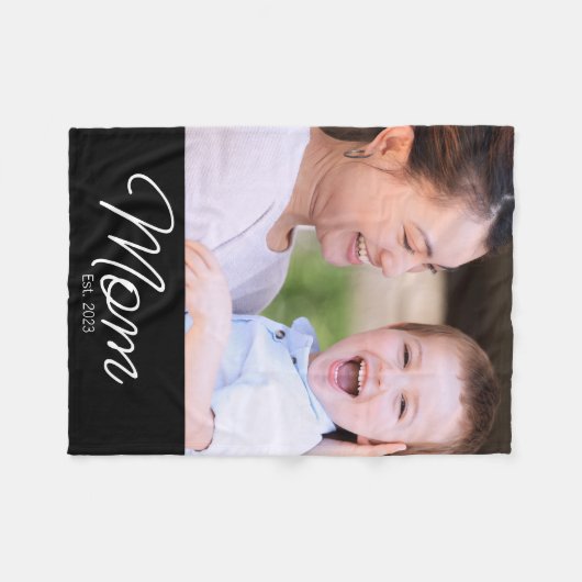 Couverture Polaire Mom Established Black Modern Script Photo (Devant (Horizontal))