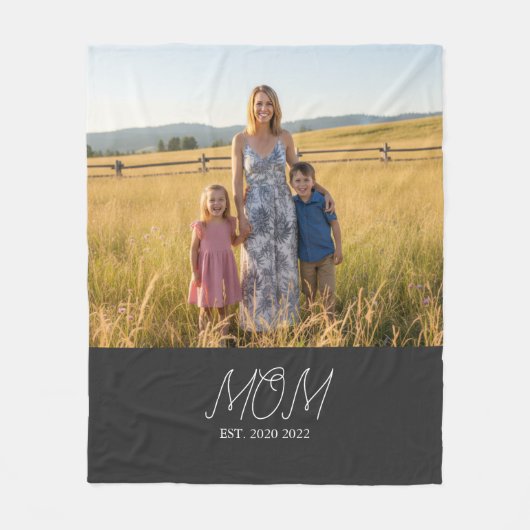 Couverture Polaire Mom Established Black Modern Script Photo  (Devant)