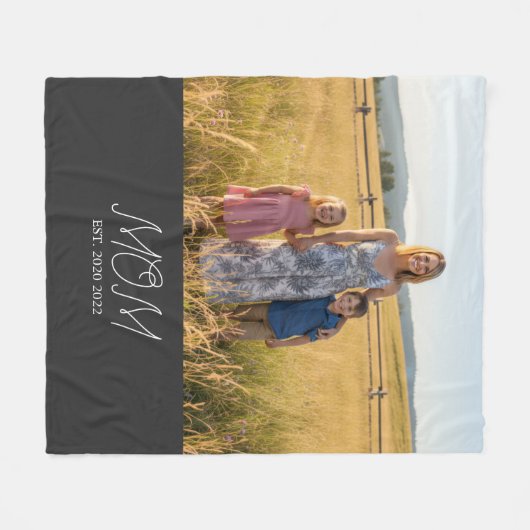Couverture Polaire Mom Established Black Modern Script Photo  (Devant (Horizontal))