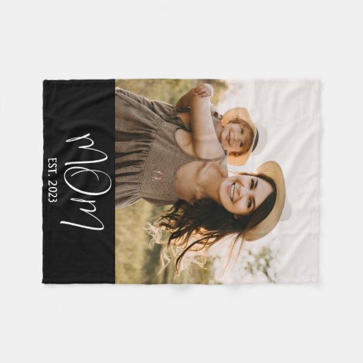 Couverture Polaire Mom Established Black Modern Script Photo (Devant (Horizontal))