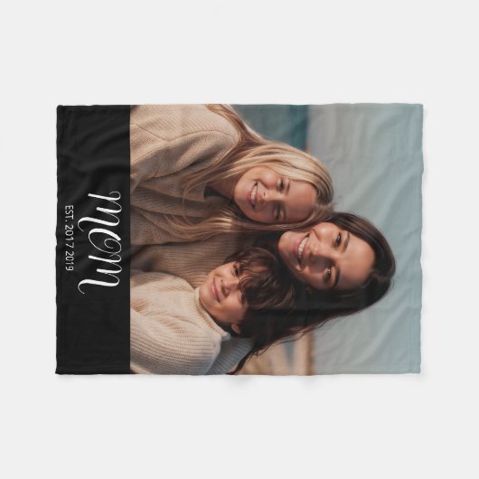 Couverture Polaire Mom Established Black Modern Script Photo  (Devant (Horizontal))