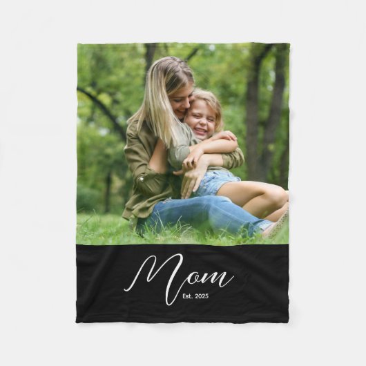 Couverture Polaire Mom Established Black Modern Script Photo (Devant)