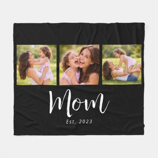 Couverture Polaire Mom Established Elegant Script Black 3 Photo (Devant (Horizontal))