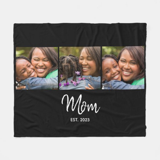Couverture Polaire Mom Established Elegant Script Black 3 Photo  (Devant (Horizontal))